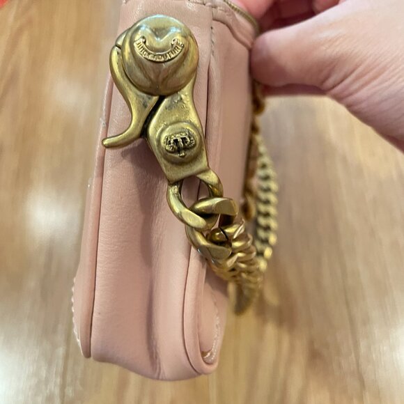 RARE Juicy Couture Vintage Y2K Leather Mini Baguette Shoulder Bag Pink - Picture 8 of 10